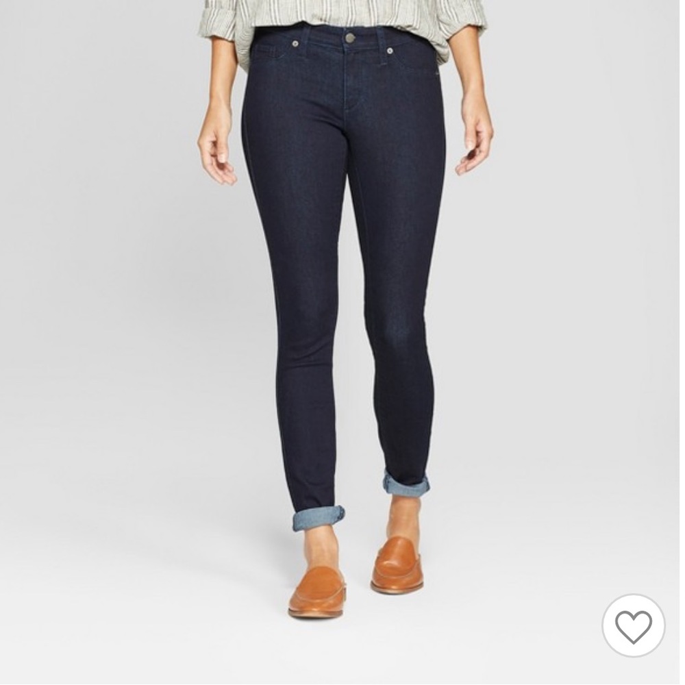 NEW Short Mid Rise Jeggings Skinny Jeans Dark Blue